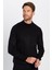 Slim Fit Dar Kesim Yarım Balıkçı Yaka Tüylenmeyen Yumuşak Dokulu Siyah Erkek Kazak 1