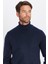 Erkek Slim Fit Dar Kesim Yumuşak Dokulu Tüylenmeyen Lacivert Tam Balıkçı Yaka Triko Kazak 3