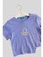4-14 Yaş Benetton Sim Baskı Asimetrik Detay Kız Çocuk T-Shirt Lila 2