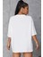Unisex Beyaz Düz Renk Basic Bisiklet Yaka Oversize T-Shirt 2