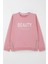 Kız Çocuk Sweatshirt Yazı Baskılı Kenarları Fermuar Detaylı 9-14 Yaş, Gülkurusu 1