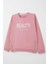 Kız Çocuk Sweatshirt Yazı Baskılı Kenarları Fermuar Detaylı 9-14 Yaş, Gülkurusu 3