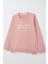 Kız Çocuk Sweatshirt Yazı Baskılı Kenarları Fermuar Detaylı 9-14 Yaş, Gülkurusu 3
