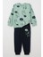 Erkek Çocuk Eşofman Takımı Sevimli Dinozor Desenli 1.5-5 Yaş, Su Yeşili 6