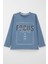 Erkek Çocuk Uzun Kollu Tişört Slogan Temalı Yazı Baskılı 6-12 Yaş, Indigo 1