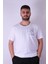 Çizgi Palmiye Baskılı Beyaz Erkek T-Shirt Tr-03 1