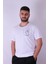 Çizgi Palmiye Baskılı Beyaz Erkek T-Shirt Tr-03 3