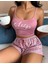 Kadın Pembe Çizgili Desen Askılı Şortlu Pijama Takım 4