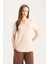 Regular Fit Apaş Yaka Basic Düz Bürümcük Kısa Kollu Tişört E0325AX25SP 3