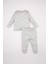 Erkek Bebek Pijama Takımı Ayı Desenli Uzun Kollu Fitilli Kaşkorse Üst Beli Lastikli Uzun Alt D6808A5NS 4