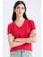 Slim Fit Dar Kesim V Yaka Basic Düz Ribana Kısa Kollu Tişört I1080AZ25SP 1