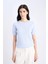 Regular Fit Bisiklet Yaka Basic Düz Triko Kısa Kollu Kazak D3306AX25SM 3