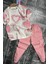 Kız Çocuk Pano Kalp Baskı Bisiklet Yaka T-Shirt Kargo Cepli Alt Pembe Eşofman Takım 5