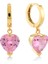 Pink Zirconia Taşlı Kalp Kesim Küpe 1