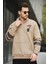Babar Üç Iplik Şardonlu Nakışlı Fermuarlı Dik Yaka Oversize Erkek Sweatshirt 2