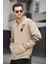 Babar Üç Iplik Şardonlu Nakışlı Fermuarlı Dik Yaka Oversize Erkek Sweatshirt 3