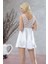 Beyaz Dantelli Saten Gecelik - M-395 2