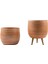 Tasarımı Ev Dekorasyon Yan Çizgi Desenli Terrakota Toprak Saksı Saksılık Salon Çiçeklik Ikili Set Ayaksız - 3 Ayaklı- 15 cm 1