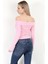 Kadın Kayık Yaka Uzun Kol Basic Bluz Pembe - MS0000505 3
