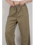 Kadın Beli Lastikli Bağcıklı Bol Paça Pantolon Haki - 4707 5