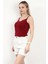 Kadın Askılı Dantel Detaylı Bluz Bordo - MS0000569 3