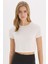 fit Crop Top Bisiklet Yaka Basic Düz Sporcu Kısa Kollu TIŞÖRT D7295AX25SP 1