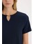 Regular Fit Apaş Yaka Basic Düz Bürümcük Kısa Kollu Tişört E0325AX25SP 5