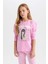 Kız Çocuk Pijama Takımı Baskılı Uzun Kollu Üst Uzun Alt D8191A8NS 3