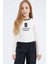 Kız Çocuk Slim Fit Dar Kesim Bisiklet Yaka Baskılı Uzun Kollu Tişört D7439A825SP 1