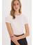 fit Crop Top Bisiklet Yaka Basic Düz Sporcu Kısa Kollu TIŞÖRT D7295AX25SP 4