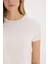 fit Crop Top Bisiklet Yaka Basic Düz Sporcu Kısa Kollu TIŞÖRT D7295AX25SP 5