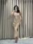 Kristal Işlemeli Midi Boy Slikon Askılı Abiye Elbise HT5902 2