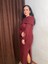 Moda Nesli Madonna Yaka Bordo Uzun Triko Elbise 2