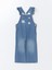 Lcw Kids Kare Yaka Nakışlı Kız Çocuk Jean Salopet Elbise 1