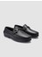 %100 Hakiki Deri Siyah Toka Detaylı Erkek Loafer 2