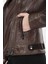 Kadın Kahverengi Hakiki Deri Mont, Kruvaze Yaka, Fermuarlı, Klasik Tasarım, 57 cm - 10030905 2
