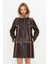 Deri Kapüşonlu Oversize Kadın Kaban - Içi Kürklü - Koyu Kahverengi 90 Cm- 113422 1