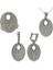 Gümüş Beyaz Taşlı Oval Bayan Set 1