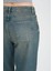 %100 Pamuk, Yüksek Bel Bol Kesim Geniş Paça Taşlanmış Wide Leg Kot Pantolon 3