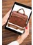 Darbe Korumalı, Laptop Çantası Coffee 15.6" Inç Macbook Çantası 39X30X4 cm Vegan Deri Kahverengi 5