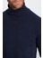 Erkek Slim Fit Dar Kesim Yumuşak Dokulu Tüylenmeyen Lacivert Tam Balıkçı Yaka Triko Kazak 4