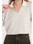 Kadın V Yaka Çizgili Sweatshirt - Rahat ve Şık Günlük Giyim Seçeneği 1
