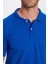 Erkek Slim Fit Dar Kesim Pamuklu Yumuşak Dokulu Serin Tutan Kumaş Düz Saks Mavi Polo Yaka Tişört 3