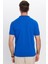 Erkek Slim Fit Dar Kesim Pamuklu Yumuşak Dokulu Serin Tutan Kumaş Düz Saks Mavi Polo Yaka Tişört 5