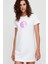 Denge Kedileri Beyaz Kısa Kollu Penye T-Shirt Elbise 1