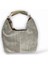 Hakiki Süet Deri Metal Tutma Saplı Gri Renkli Kadın El ve Omuz Çantası 1