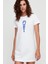 Örgü Saçlar Beyaz Kısa Kollu Penye T-Shirt Elbise 1