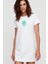 Benekli Kuzu Beyaz Kısa Kollu Penye T-Shirt Elbise 1