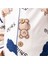 Ekru Kahve Lacivert Biyeli Smile Yazılı Ayıcık Desenli Kruvaze Yaka Pijama Takımı - 1015410 3