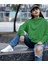Kulağında Pembe Papatya Elleri ile Kalp Yapan Kara Kelem Emoji Kapüşonlu Sweatshirt Kadın 2